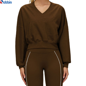Sweat-shirt de sport pour femme, coupe ample, col en V, coupe-vent, chaud, confortable, épaules tombantes, idéal pour la course en extérieur – Meilleures ventes - Product Image 3
