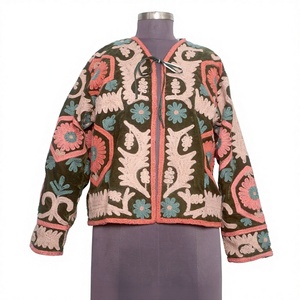 2025 Best Selling 100% Quality Velvet Embroidered Quilted Eco-Friendly Cotton Suzani Coat Boho Style Classic Elegant Hand <b>Short</b> - Product Image 1