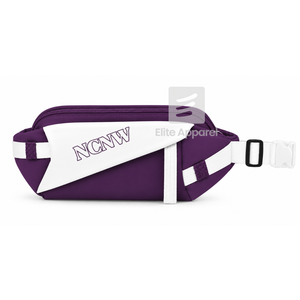 Sac banane personnalisé NCNW avec logo brodé sur le devant, fermeture éclair violette et blanche, usage quotidien décontracté pour femme - Product Image 1