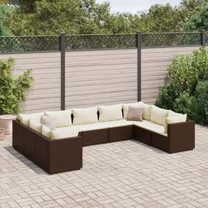 Conjunto de Muebles de Jardín de 9 Piezas en Ratán Sintético Marrón - Product Image 1
