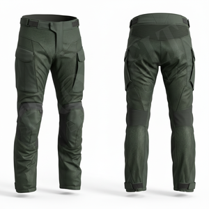 Pantalon de moto en cuir de sécurité pour homme, respirant, avec protections, coupe ajustée, rembourré aux genoux, pour la course moto - Product Image 2