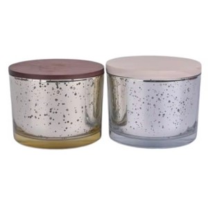 Portavelas de Vidrio para Decoración del Hogar con Tapa de Madera, con Cera y Aroma, Portavelas Únicos para Bodas - Product Image 1