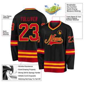 Uniforme de Hockey sobre Hielo de Alta Calidad, Jersey 100% Poliéster, Transpirable, Absorbente de Humedad, Ecológico, Cuello en V, Mangas Largas - Product Image 5