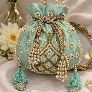 NUEVO Bolso Potli con Cordón y Bordado de Cuentas, Bolso de Mano para Fiesta, Boda, Joyería, Cosméticos - Product Image 1