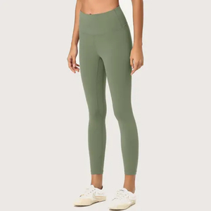 High Waist Seamless Yoga <b>Leggings</b> Full Length Solid Blue Spandex Nylon Pants Elastic Waist Fitness Wear - Product Image 4