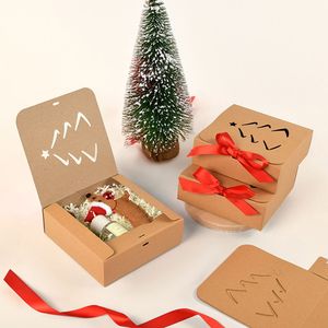 10 Cajas de Papel Kraft con Diseño de Árbol de Navidad, Lazos para Regalos de Navidad, Dulces, Recuerdos de Fiesta de Cumpleaños y Bodas - Product Image 4
