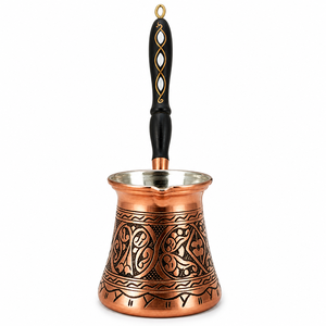 Cafetera Turca de Cobre Grabada a Mano con Mango de Madera, Moderna, con Revestimiento de Estaño, Cezve Ibrik, para Preparación en Estufa, Gran Capacidad - Product Image 6