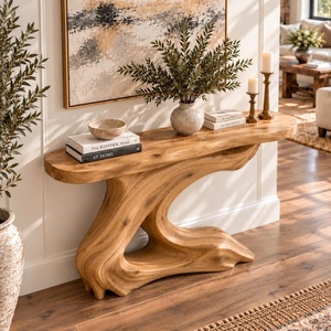 Table console rustique à bord naturel pour entrée, design rustique, table d'appoint artisanale, mobilier - Product Image 4