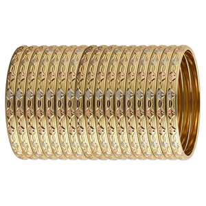 Brazaletes de Lujo ORO-Z con Patrón de Corte de Diamante Tricolor para Mujer, Brazalete Geométrico, Accesorio de Joyería - Product Image 1