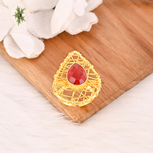 Vintage Style Brass Gold Plated Nano <b>Ring</b> <b>Adjustable</b> Handmade Gemstone Jewelry for Women - Product Image 2