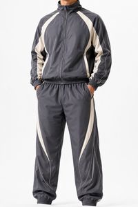 Conjunto Deportivo para Hombre, Negro y Blanco, Ecológico, Elástico en Cuatro Direcciones, Ligero, con Capucha y Cremallera Completa, Estilo Casual, Secado Rápido - Product Image 4