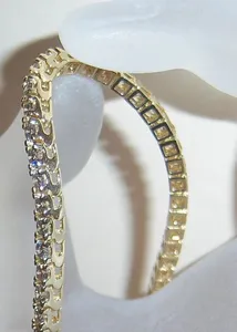 Moissanite Tennis <b>Bracelet</b> 925 <b>Silver</b> Yellow Gold Plated Classic Round Brilliant Cut Luxury Diamond Look for Women - Product Image 4