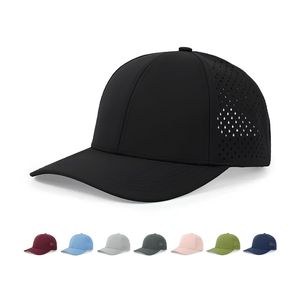 Casquette de golf respirante OEM avec trous découpés au laser, fermeture arrière réglable, logo personnalisé, bande intérieure rose, casquette de sport d'été pour femmes - Product Image 4