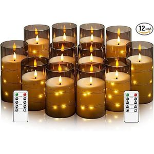 Set di 12 Candele LED Senza Fiamma con Timer, Atmosfera Romantica, Decorazione per la Casa, Candele Acriliche Stabili con Effetto Tremolante - Product Image 2