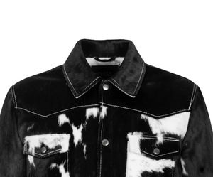 Unisex Ultra Premium Patchwork Cowhide Hair Hide Trucker <b>Jacket</b> Regular Style <b>Western</b> Cowboy Aesthetic Streetwear Waterproof - Product Image 3