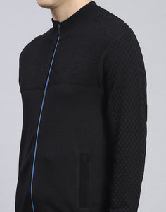 Men's Black Mock Neck <b>Knitted</b> Sweater <b>Set</b> Casual Autumn Wear 100% Cotton Breathable Solid Color Long Sleeve Pants Outfit - Product Image 4