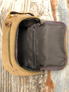 Leather Canvas <b>Toiletry</b> <b>Bag</b> Mens Travel Organizer Waterproof Cosmetic Dopp Kit <b>Large</b> Capacity LCTB-0014 - Product Image 3