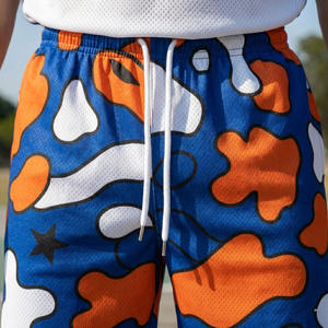 Pantalones Cortos Deportivos de Malla Transpirable para Hombre, con Logotipo Frontal de 5 Pulgadas, Estilo Urbano, Cintura Elástica, Secado Rápido, Impresión Personalizada - Product Image 3