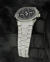 Montre de luxe unisexe mécanique automatique en acier inoxydable avec verre analogique et moissanite VVS1, testée au testeur de diamants, style sport chic