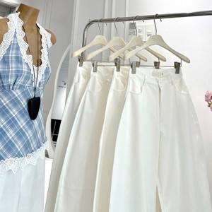 Vestido Halter con encaje a cuadros azules estilo coreano para mujer, vestido midi informal de verano ajustado - Product Image 6