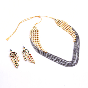 Indian Stylish Layered Pearl Rani Haar Long Kundan Necklace Zircon Alloy Jewellery Set Wedding Engagement Party <b>Gift</b> Hiphop Gold - Product Image 4