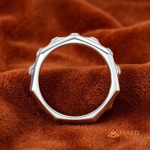 Anillo de Moissanita Redondo con Cinco Piedras, Banda Abierta, Plata de Ley 925, Joyería Fina, Anillo de Boda para Mujer, Lujo Premium de Brooklyn - Product Image 3