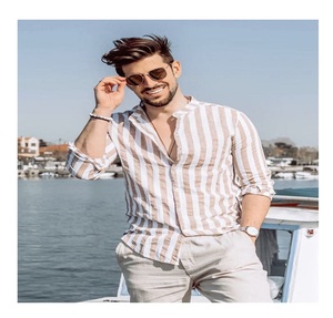 Men Vertical Stripe Shirt Long Sleeve Slim Fit Button <b>Down</b> Casual Formal Office Wear Comfortable Stylish Shirt Top - Product Image 1