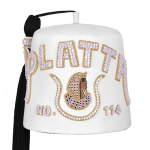 Chapeau Fez Maçonnique Rayé en Coton, Rouge Bordeaux, en Feutre ou Velours, Une Rangée de Strass, Lettres, Service OEM, Vente en Gros - Product Image 1