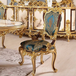 Juego de Comedor Europeo de Lujo Ecológico, Madera de Caoba Sólida, Color Crema Dorado Antiguo, Tallado a Mano, Muebles para el Hogar - Product Image 4