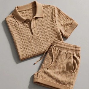 Wholesale Summer Men's Casual Shorts <b>Set</b> Plain Color Solid 100% Cotton Jersey Quick Dry Knitted Pocket Customized Logo <b>Twin</b> <b>Set</b> - Product Image 4