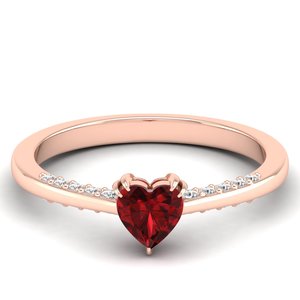 REYES Dainty 925 Sterling Silver VVS Moissanite Fine Jewelry Heart Cut 0.5 Carat Ruby Gemstone Engagement Rings For Women - Product Image 5
