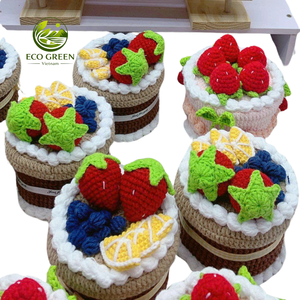 Crochet cake <b>storage</b> <b>box</b> soft handmade yarn realistic dessert style perfect for <b>kids</b> play and decorative display - Product Image 3