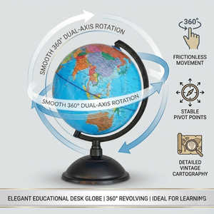 Globo Terráqueo Moderno para Escritorio Ejecutivo con Mapa del Mundo Detallado |   Globo Terráqueo Educativo para Escritorio de Oficina, Mesa de Estudio y Decoración del Hogar - Product Image 4