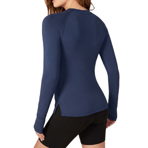 T-shirt de compression à manches longues pour femme, vêtement de sport athlétique, coupe ajustée, haut de performance pour l'entraînement, la gym, la course à pied, à prix réduit - Product Image 2