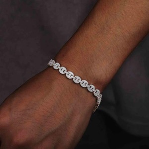 Latest Design Hiphop Jewelry Luxury Silver Miami Moissanite Diamond Hip Hop Cuban Chain Link Bracelet For <b>Mens</b> - Product Image 1