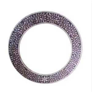 Cadre de miroir en os incrusté, design floral, artisanal, moderne, écologique, décoration murale de luxe pour chambre à coucher et salon - Product Image 3