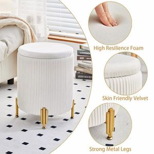 Pouf Contenitore Contemporaneo da 23Qt, Poggiapiedi in Velluto, Sgabello da Toeletta, Sedia con Supporto da 136 kg, Stile Moderno, Tavolino da Caffè con Pouf - Product Image 2