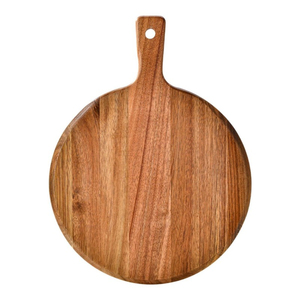 Planche à pizza ronde en bois d'acacia naturel de qualité supérieure avec poignée, planche à découper et à servir en bois, plateau, blocs à découper en promotion - Product Image 4