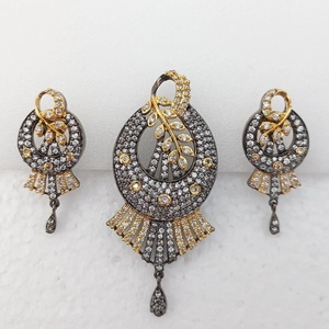 RAY FINE ORNATES Kundan <b>Ruby</b> Teardrop Pendant Set Indian Gold Plated IGI Certified Wedding Bridal <b>Necklace</b> Earrings Jewelry Gift - Product Image 3