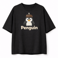 T-shirt Homme de Haute Qualité Penguin Brew Oversize en Coton Premium Streetwear avec Logo Café Unisexe Décontracté 2026