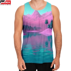 Camiseta sin mangas de sublimación para hombre INDEX, cuello redondo, estampada, informal, transpirable, de poliéster, para deporte. - Product Image 1