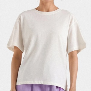 Camiseta de Manga Corta con Cuello Redondo, Color Sólido, Logotipo Personalizado, Estilo Urbano, Tejido Grueso de Poliéster/Algodón, Hombros Caídos, Unisex - Product Image 1