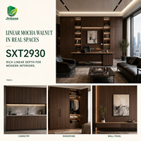 Panneau OSB décoratif Jinbase 18 mm en mélaminé noyer moka, panneau OSB à fibres orientées E0 1220x2440 mm pour l'ameublement de luxe