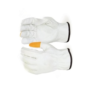 Premium Grade Grain Cowhide <b>Driver</b> With Fluorescent Fingertips Safety Working <b>Gloves</b> Construction <b>Gloves</b> - Product Image 3