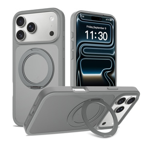 Étui magnétique en TPU mat avec protection à 360° °   Coque de protection antichoc avec support rotatif pour iPhone 16/17 Pro Max - Product Image 1
