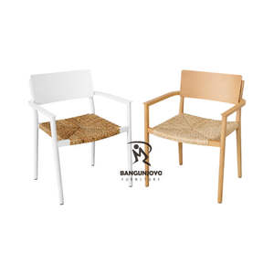 เก้าอี้ทานอาหารทันสมัยพร้อมที่นั่งเหล็กและเชือกสังเคราะห์สำหรับบ้าน โรงแรม วิลล่า ร้านอาหาร - Product Image 2