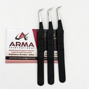 Matte Black 90 Degree Isolation Sustainable Eyelash Tweezer Pointed Tip Hand Tested Lash Extension Tweezers With Private Label - Product Image 1