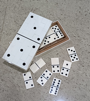Jeu de dominos double six en résine de luxe, fait main, avec boîte de rangement ivoire, jeu de table moderne haut de gamme, cadeau pour adultes, famille et voyages