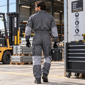 Construction Uniform Custom <b>Mens</b> Industrial Workwear Coveralls Cotton Utility <b>Jumpsuit</b> Long Sleeve Factory Worker Mechanic - Product Image 4