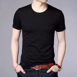 T-shirt décontracté d'été pour homme, 100 % coton, coupe ample, en soie glacée, à manches courtes, grande taille, motif uni, avec logo personnalisé OEM - Product Image 2